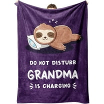 Grandma Birthday Gifts, Grandma is Charging Sloth Blanket, Gifts for Grandma from Grandkids, Grandma Gifts for Grandparents Day Christmas, Super Soft Throws Blanket for Grandma 60" x 50"