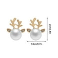 thumbnail image 2 of Christmas Pearl Deer Antler Earrings Holiday Studs 2X1.8cm Women's Festive Jewelry, 2 of 6