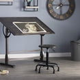 thumbnail image 4 of Studio Designs Retro Wood Seat and Metal Swivel Height Adjustable Stool (19.25" -26" High) with Foot Ring for Home or Art Studio in Distresed Black, 4 of 5