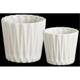 thumbnail image 1 of Urban Trends Collection 44221 Ceramic Round Vase with Ribbed Design Body & Tapered Bottom, White - Set of 2, 1 of 2