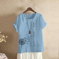 thumbnail image 2 of IROINNID Fashion Women Summer Loose Button Down Print Round-Neck Fashion T-Shirt Short Sleeve Casual Blouse Spring Saving, 2 of 5