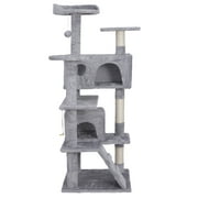 ZENSTYLE 55-in H Cat Tree & Condo Scratching Post Tower, Light Gray