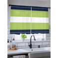 thumbnail image 5 of Sheer Curtains 54 Inch Length 2 Panels Set for Kitchen, Navy Blue Green Stripe Semi Sheer Curtains for Windows, Modern Art Horizontal Striped Voile Window Treatments Rod Pocket Curtain, 5 of 7