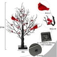 thumbnail image 3 of Vintage Glowing Tree with Cardinals, 21inch New 2025 LED Lighted Tree – 6 Red Birds & 54 Berries, Removable Base for Holiday Decor （1pc), 3 of 9