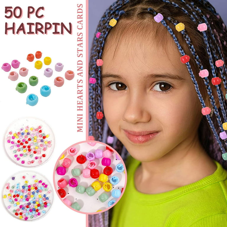 50pcs Colored Beads Hair Clips Plastic Hair Accessories For Women's Braids, Hair  Braiding And Headbands