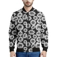thumbnail image 2 of Chaqueta con estampado de girasol en blanco y negro para hombre, sudaderas con estampado floral en 3D, chaquetas de calle de manga larga con cremallera de gran tamaño, abrigos, 2 of 5