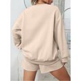 thumbnail image 5 of Tsseiatte Women Pajamas Set 2 Pieces Loungewear Suits Solid Color Long Sleeve Sweatshirts Tops and Shorts Sleepwear Outfits, 5 of 6