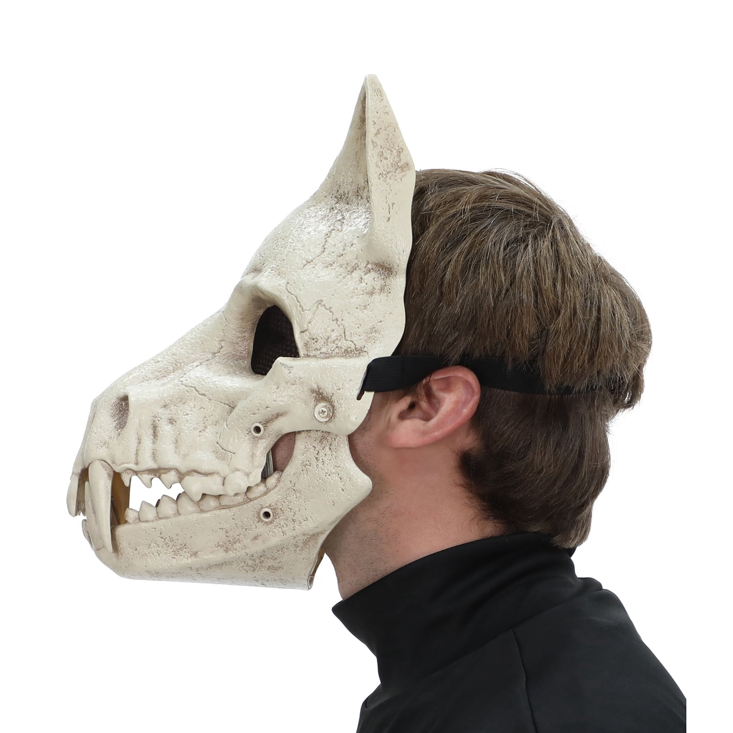 Skeleton Wolf Mask Costume Accessory for Adults, Beige, Halloween by Way To Celebrate