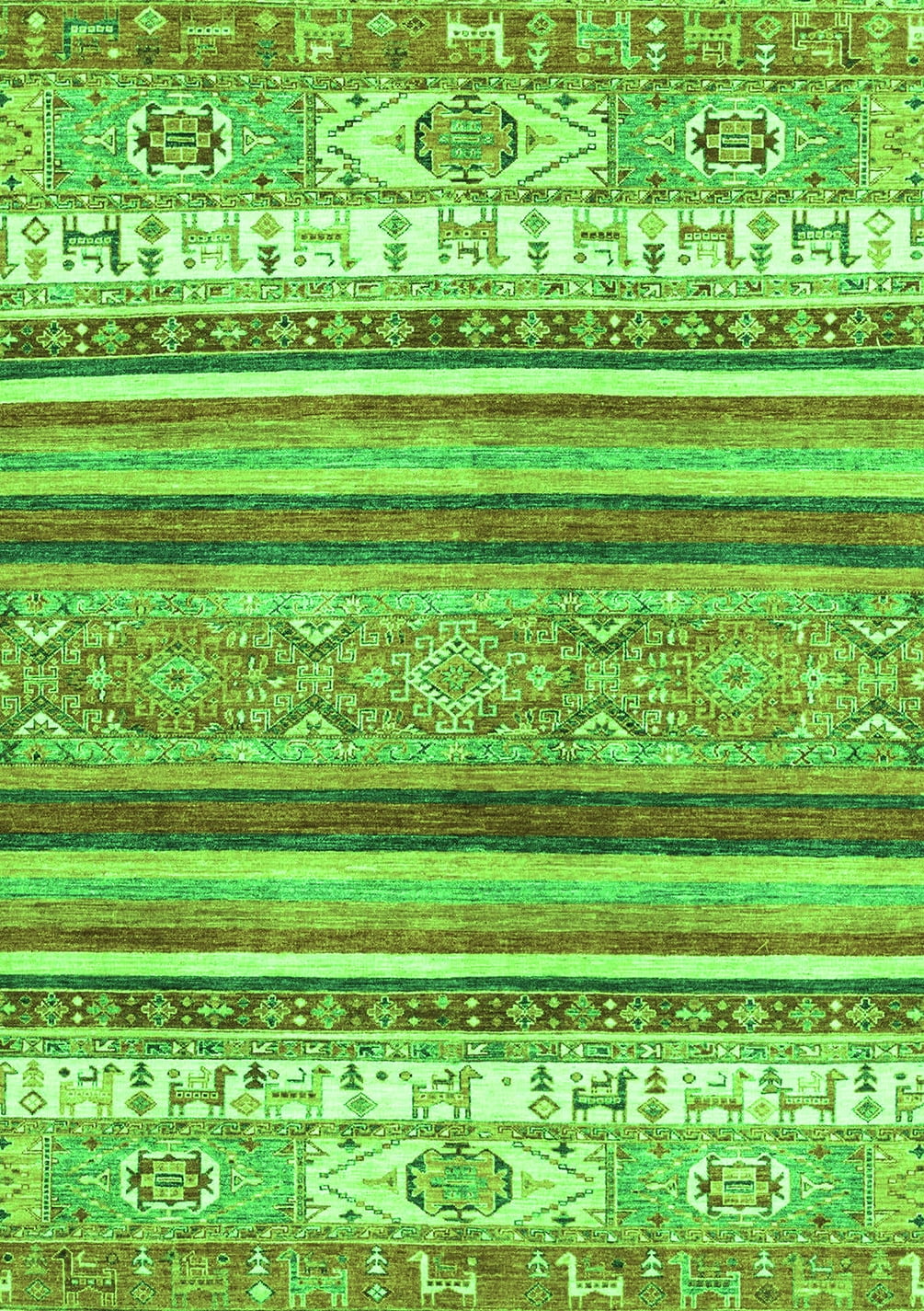 Ahgly Company Indoor Rectangle Abstract Green Modern Area Rugs, 2' x 5 ...