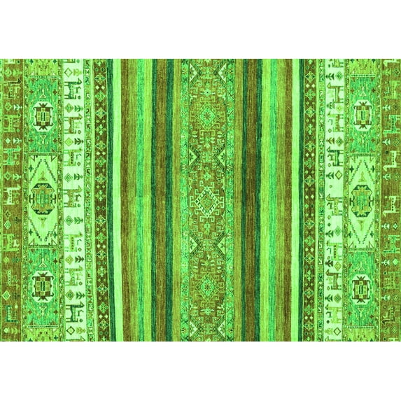 Ahgly Company Indoor Rectangle Abstract Green Modern Area Rugs, 2' x 3'