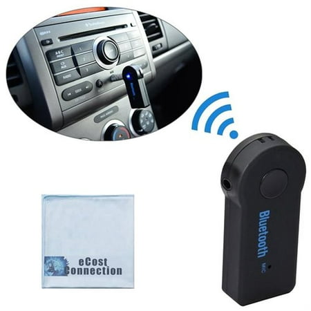 Bluetooth Wireless 3.5mm Audio Receiver with Mic for Cars, Speakers & Many Other Devices + eCostConnection Microfiber