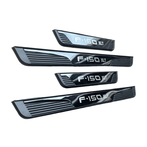 4PCS For Ford F-150 XLT Car Door Scuff Sill Cover Panel Step Protector Trims