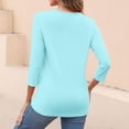 thumbnail image 4 of Outfmvch Elbow Length Tee Shirts for Women,Gradient Shirt,Tunic Tee,V Neck 3/4 Sleeve Tops Color Block/Solid Shirts Basic Tees,3/4 Sleeve Tunic Tops for Women,Top for Women Light Blue M, 4 of 7