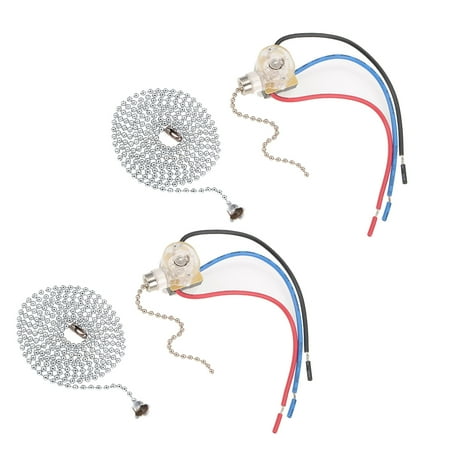 Pull Chain Switch Spdt For Ceiling Fan Light With 100cm Extension Pull Chain Silver 2pcs