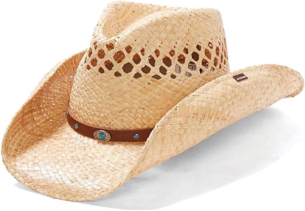 Madrid Raffia Straw Western Hat - S - Natural
