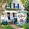 thumbnail image 3 of Jbralid Summer Spring Hydrangea Garden Flag Double Sided 12x18 Inch, Summer Purple Blue Flower Floral Welcome Small Yard Flag Burlap Vertical Seasonal Farmhouse Yard Outdoor Decoration, 3 of 5