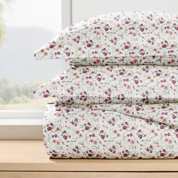Duvet Cover Set - Ultra Soft & Breathable - Pink Farmhouse Blossoms for King Size Bedding by Comfort Canopy