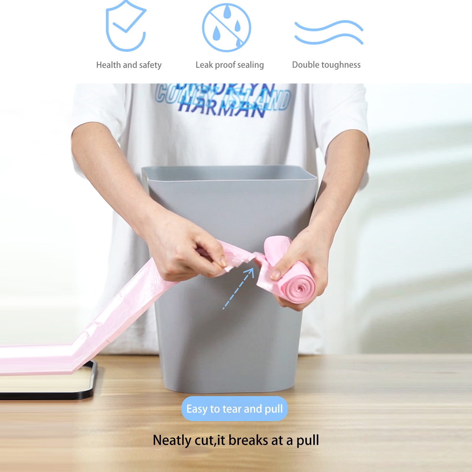 600pcs Heavy Duty Thickened Leak-Proof Trash Bags, 13-15 Gallon Drawstring Tear-Resistant Garbage Can Liners for Home Kitchen Bathroom Office