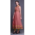 thumbnail image 3 of Bimba Dark Peach Damask Printed Women Designer Mandarin Collar Anarkali Dress Indian Ethnic Kurta XXX-Large, 3 of 6