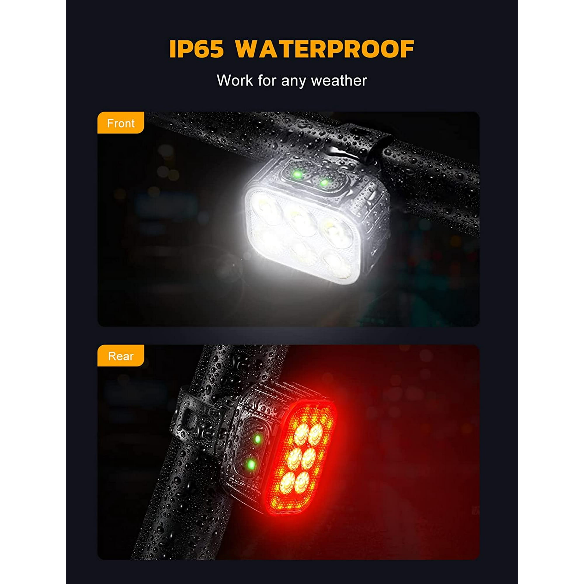 Lampe Vélo Avant Et Arrière LED – 5 Modes, USB Rechargeable, étanche IP65, Légère Et Facile à Fixer (24g, 4x4x2,6cm)