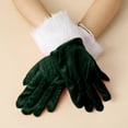 thumbnail image 2 of MIASHUI Women's Velvet Short Gloves with White , Christmas Party Gloves for Evening Events, Elegant Performance Gloves for Special Occasions Green, 2 of 4