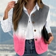 thumbnail image 2 of ZQUUVOU Women's Fleece Vest Fall Winter Plaid Gradient Plus Size Button Vest Sleeveless Trendy Jacket Casual Winter Coats Watermelon Red, 2 of 5