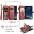 thumbnail image 6 of Wallet Case Compatible with Samsung Galaxy S8, Multifunctional Magnetic Closure Folio Case, [RFID Blocking] Durable PU Leather Flip Lanyard Strap Wristlet Zipper Card Holder Phone Case, Red, 6 of 10