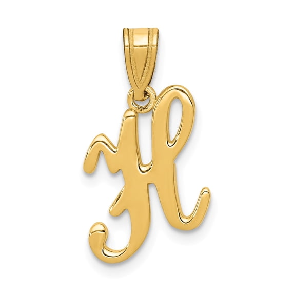 14k H Script Initial Pendant in 14k Yellow Gold