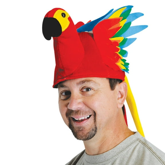 Party Central Pack of 6 Vibrantly Colored Men Adult Plush Tropical Parrot Hat - One Size