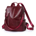 thumbnail image 3 of Mochila universitaria de diseñador de cuero suave para mujer, mochila vintage, mochila de viaje para mujer, mochilas escolares para adolescentes, bolso de hombro, 3 of 5