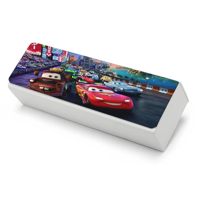 Cars: Rayo McQueen Estuche Rígido para Gafas de Cuero PU Protector con Forro de Felpa Premium Suave para Hombres y Mujeres