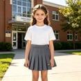 thumbnail image 3 of Fozruso Pleated High Wiaist School Uniform Skirts for Girls A-Line Classic Pleated Skirt for Toddlers and Kids(Gray), 3 of 7