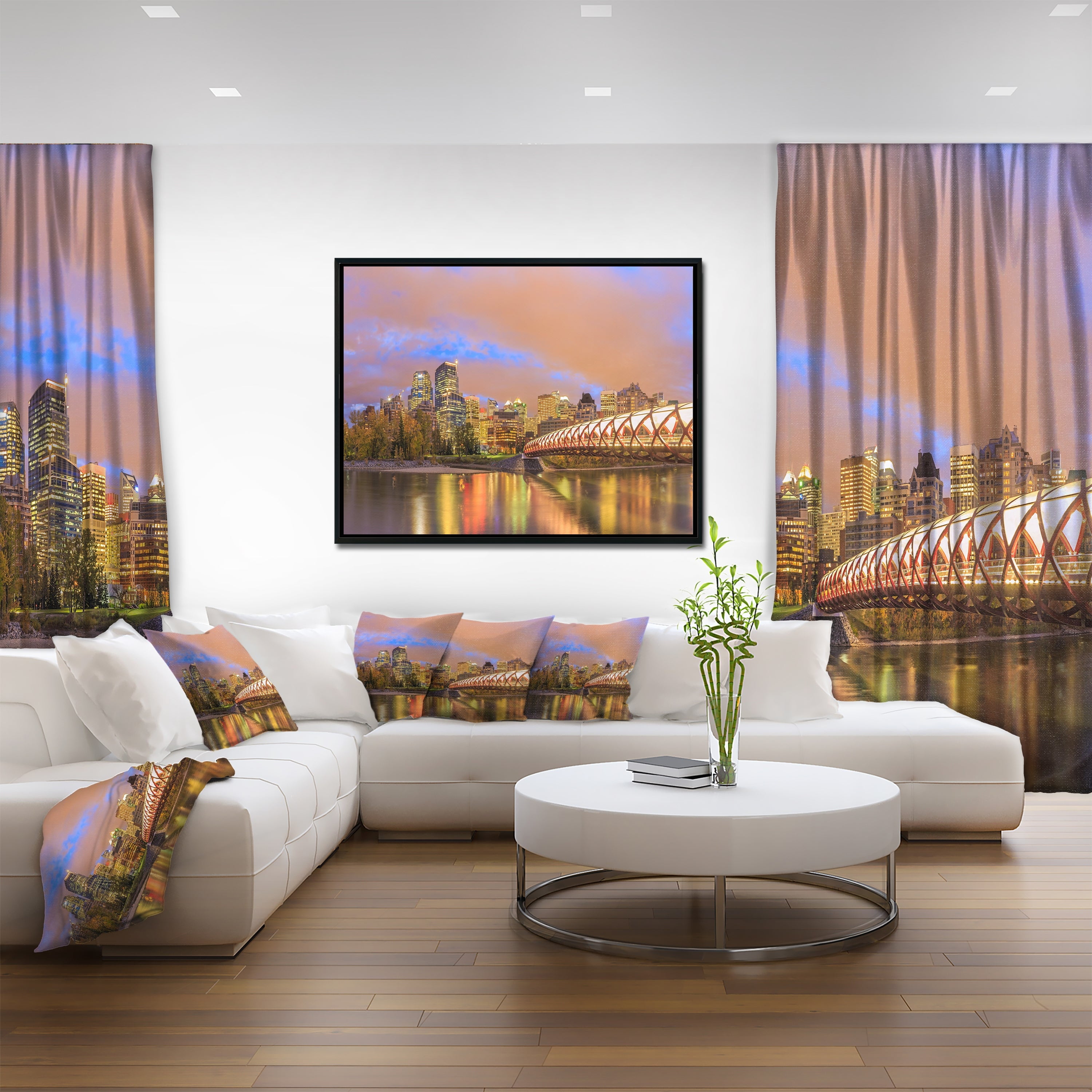 Design Art Calgary at Night Framed Canvas Art Print