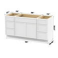 thumbnail image 4 of 60 in. W x 21 in. D x 32.5 in. H Freestanding Bathroom Vanity Cabinet without Top in White, 4 of 6