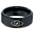 thumbnail image 2 of Tungsten Looking Seeing Eye Band Ring 8mm Men Women Comfort Fit Black Beveled Edge Polished, 2 of 4
