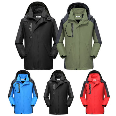 Mens Waterproof Hiking Jacket Coat Winter Ski Outdoor Sport Raincoat Hoodie (Best Rain Jacket For Hiking)