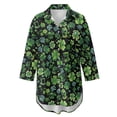 thumbnail image 4 of Xoenoiee Shamrock Hat Print Women’s Bikini Swimsuit Cover Up Button Down V Neck Shirts St. Patrick's Day Long Sleeve Blouse Beachwear Bathing Suit with Chest Pocket, 3XL, 4 of 7