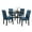 Blue, variant on Roundhill Furniture Biony Espresso Wood Dining Table with 4 Tan Fabric Nailhead Chairs, 30.75" Table Height