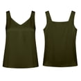thumbnail image 3 of Women Silk Satin Tank Top V Neck Summer Blouse Casual Cami Sleeveless Camisole Blouses Summer Basic Tank Shirt Business Casual Dressy(Army Green,XL), 3 of 3