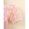 thumbnail image 4 of Newborn Baby Girl Clothes pink Floral Meshed Dress Infant Clothes Spring Summer Bubble Sleeve Skirt+Headband, 4 of 5