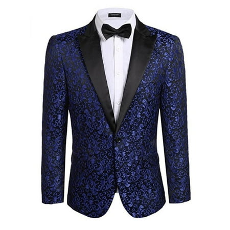 Slim Fit Men Suits Floral Wedding Party Suit Casual Business Jacket ...