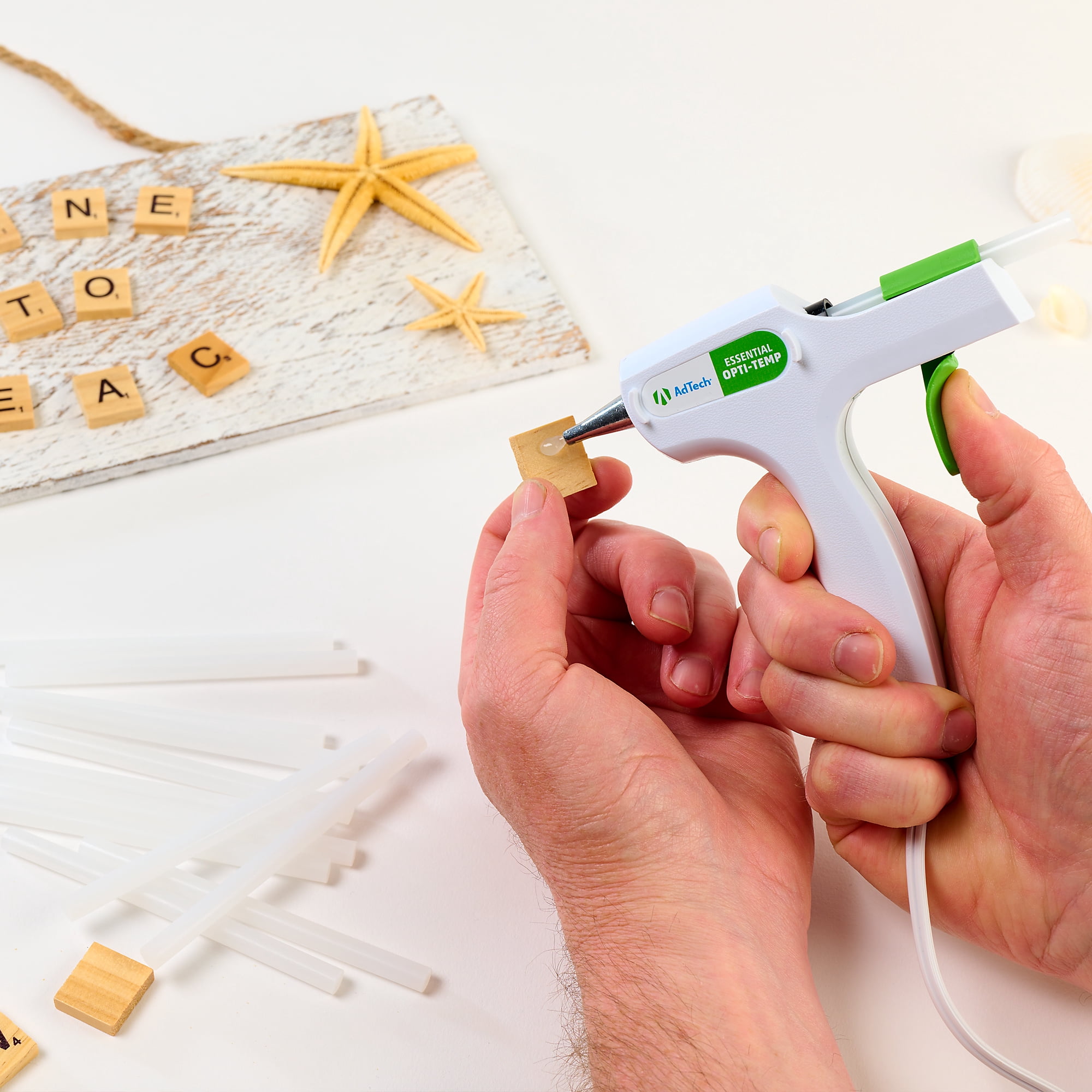 (3 pack) AdTech Mini Size Hot Temperature Glue Gun, 2 Glue Sticks Included, Thumb Trigger, White