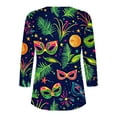 thumbnail image 5 of Gamivast Mardi Gras Shirts for Women Plus Size V Neck Mask Graphic Funny Tee Tops Loose Fitted 3/4 Sleeve Button Carnival Party T-Shirt Spring Holiday Outfits 2026, 5 of 6