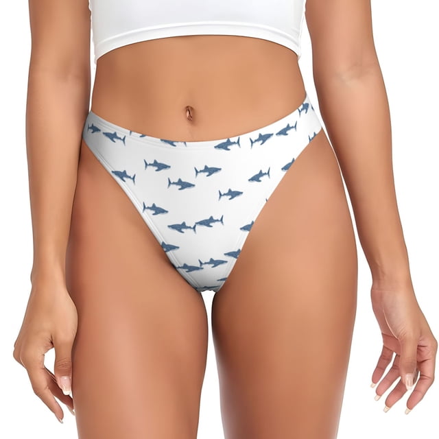 Disketp String pour Femmes Sans Coutures à Imprimé de Requin Mignon, String Invisible pour Dames, Petites Culottes pour Femmes-3X-Grand