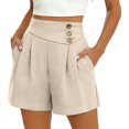 thumbnail image 2 of Endives Women's Shorts Summer Casual Elastic Waist Shorts Stylish with Button Decor Loose Lightweight Breathable Wide Leg Shorts, 2 of 6