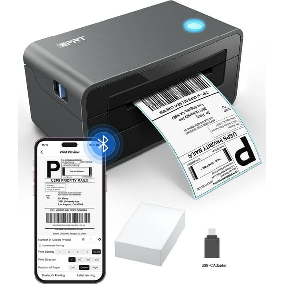 Restored iDPRT Bluetooth Thermal Shipping Label Printer for Phone, 4x6, Supports Windows/Mac/iOS/Android, Ideal for Small Business and Shipping Packages (Refurbished)
