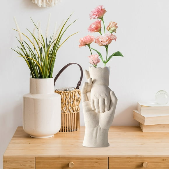 Big Hand Pulling Small Hand Vase Home Interior Decoration Light Texture Resin Ornament Daughter Ornament