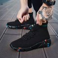 thumbnail image 2 of High Top Stretch Knit Slip On Sneakers Lace Up Shock Absorbing Walking Running Shoes, 2 of 4