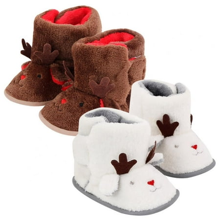 

Infant Fleece Snow Boots Baby Boy Girl Christmas Shoes Cute Reindeer First Walker Toddler Plush Prewalker Newborn Fleece Boots 0-18M