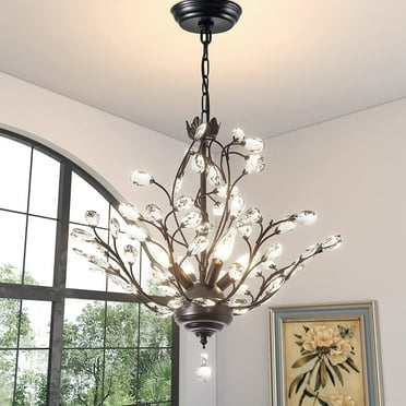 Maxax 4 - Light Vintage Small Crystal Chandelier Modern Semi Flush Mount Ceiling Light Fixture Chandelier Lighting for Kitchen Bedroom Living Room Dining Room Hallway Foyer